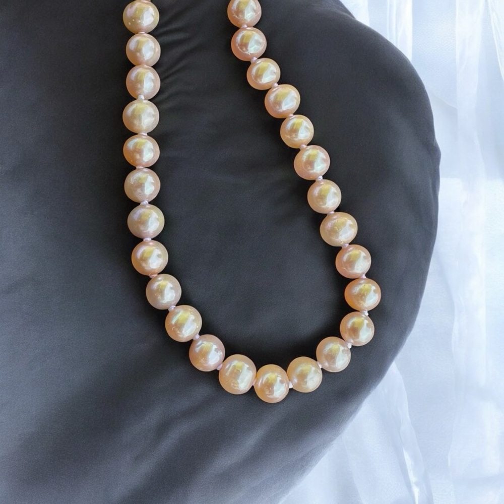 14K Pink Rose Pearls / Vintage Estate 14K Gold Pink Natural Semi Baroque Pearl